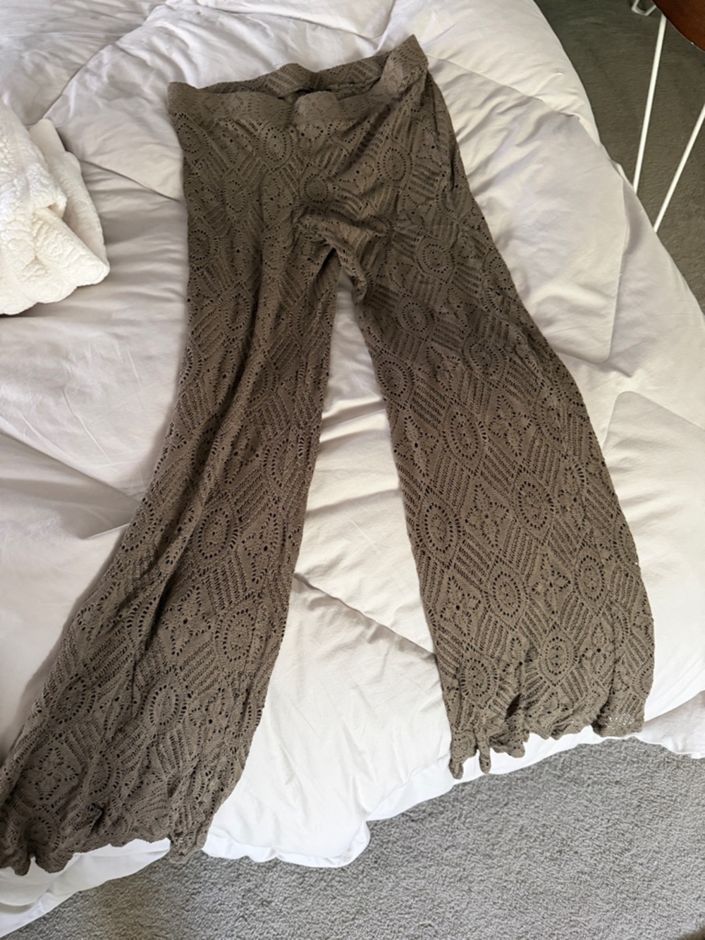 Beach stroll / Festival/ Stagecoach Crochet Knit straight with bell bottom Pants